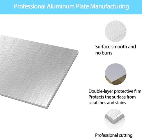 6061-T6 Aluminum Sheet Plate 1/8 Thick - 2PCS 12" x 12" x 1/8" (0.12inch) Aluminum Metal Plate Rectangle Flat Stock with Protective Film Heat Treatable Aluminum Panel for DIY Craft, Industry in Saudi Arabia