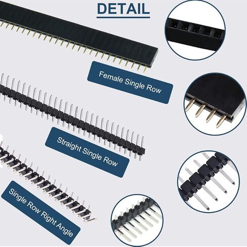 30PCS 2.54 mm 40 Pin Single Row Male and Female Header Connector Straight Single Row Female Single Row + 40 Pin Single Row Right Angle, for Arduino Shield in Saudi Arabia