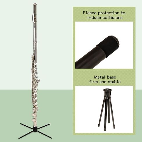 Portable Flute Stand Holder Metal Foldable Support 4-Leg Stand Wind Instrument Accessory Black in Saudi Arabia