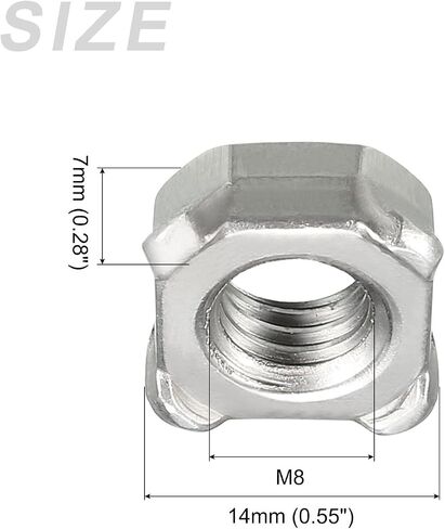 Square Nuts (M8 x 1.25mm) 20Pcs, Carbon Steel Welding Nut - for Agricultural Machinery, Pipe Furniture in Saudi Arabia