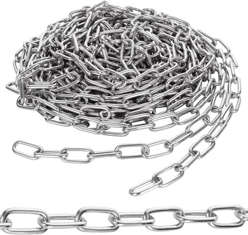 1/8" Stainless Steel Link Chain, Galvanized Metal Chain, 26.2 Ft Small Strong Chain Link Chain, Utility Metal Decorative Chain Camping Pet Dog Chain Hanging Chain for Bird Feeder Planters Signs in Kuwait