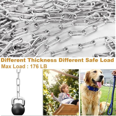 1/8" Stainless Steel Link Chain, Galvanized Metal Chain, 26.2 Ft Small Strong Chain Link Chain, Utility Metal Decorative Chain Camping Pet Dog Chain Hanging Chain for Bird Feeder Planters Signs in Kuwait