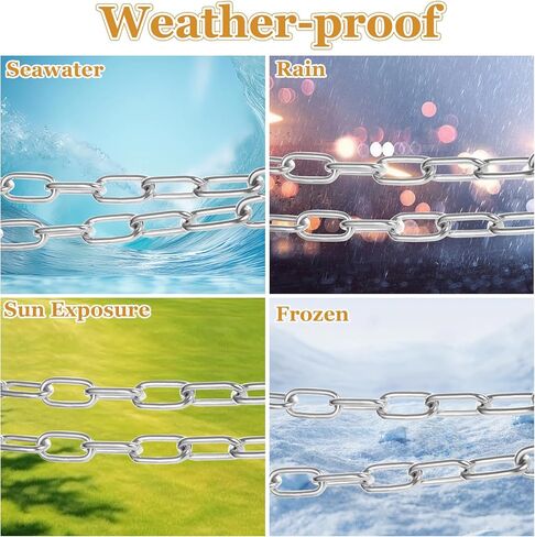 1/8" Stainless Steel Link Chain, Galvanized Metal Chain, 26.2 Ft Small Strong Chain Link Chain, Utility Metal Decorative Chain Camping Pet Dog Chain Hanging Chain for Bird Feeder Planters Signs in Kuwait