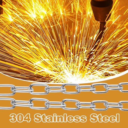 1/8" Stainless Steel Link Chain, Galvanized Metal Chain, 26.2 Ft Small Strong Chain Link Chain, Utility Metal Decorative Chain Camping Pet Dog Chain Hanging Chain for Bird Feeder Planters Signs in Kuwait
