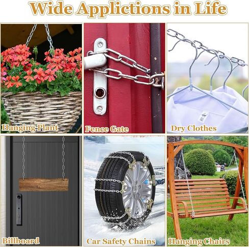 1/8" Stainless Steel Link Chain, Galvanized Metal Chain, 26.2 Ft Small Strong Chain Link Chain, Utility Metal Decorative Chain Camping Pet Dog Chain Hanging Chain for Bird Feeder Planters Signs in Kuwait