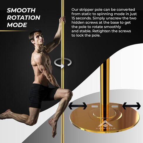 10ft Stripper Pole for Home | Portable and 7-10ft Adjustable Stripper Poles for Home | Spinning and Static Pole for Dancing Workout Equipment (Gold) in Saudi Arabia