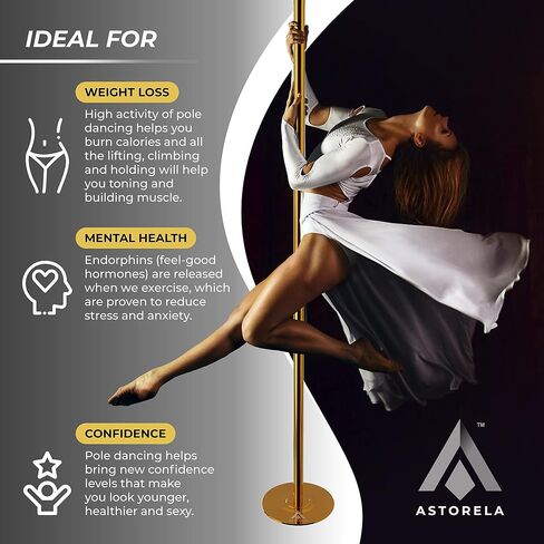 10ft Stripper Pole for Home | Portable and 7-10ft Adjustable Stripper Poles for Home | Spinning and Static Pole for Dancing Workout Equipment (Gold) in Saudi Arabia