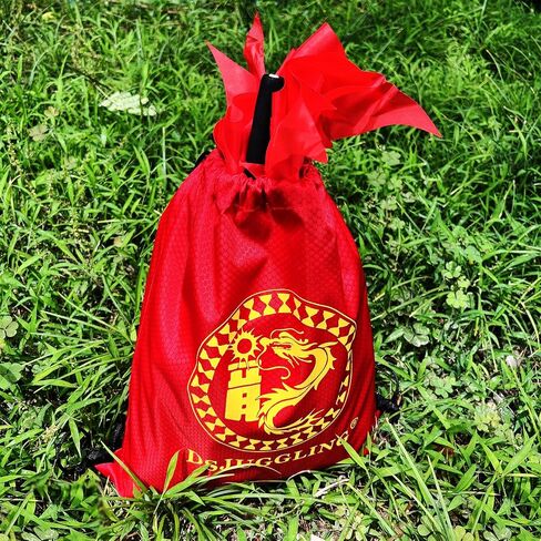 3 Meters (9.8 FT) Golden Scale Silk Dragon Poi For Kids & Adults - Outdoor Flinging Fitness Dragon Dance Wu Long 3D dragon Ribbon Streamer with Fiberglass Handstick + Travel Bag!(Golden Green Dragon) in Saudi Arabia