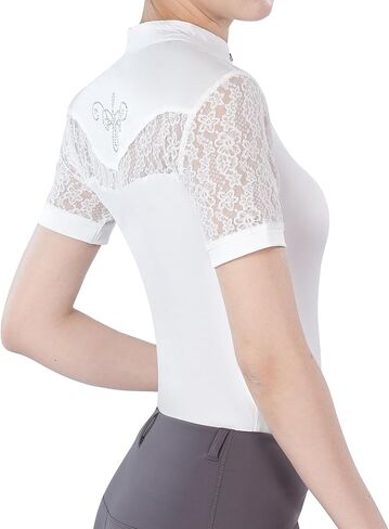 Harrison Howard Short Sleeve Lace Top Show Shirt Breathable Comfortable Stretchy Rider Top in Saudi Arabia
