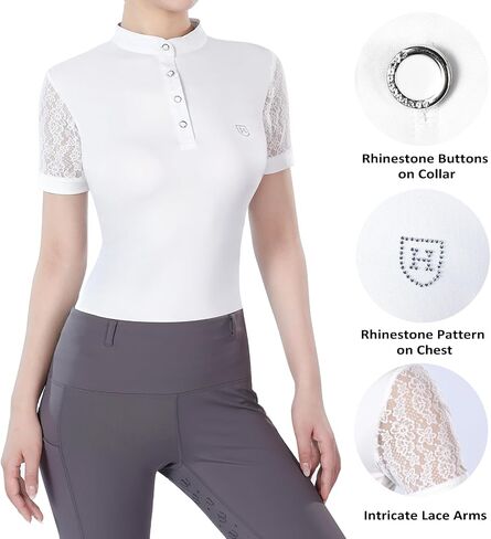 Harrison Howard Short Sleeve Lace Top Show Shirt Breathable Comfortable Stretchy Rider Top in Saudi Arabia