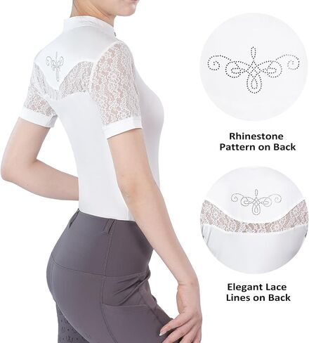 Harrison Howard Short Sleeve Lace Top Show Shirt Breathable Comfortable Stretchy Rider Top in Saudi Arabia