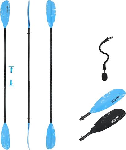 ملحقات الزعيم مجداف الكاياك القابل للتعديل 90-98 بوصة/230-250 سم عمود من سبائك الألومنيوم للتجديف بالقوارب والتجديف مع مقود المجداف in Kuwait