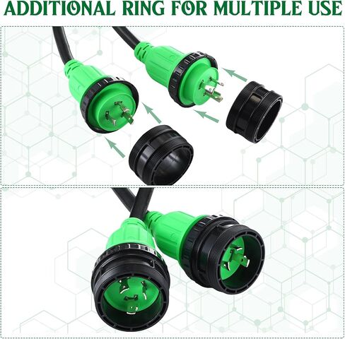 3ft Marine Shore محول الطاقة 2X L5-30P التوصيل 30A التوصيل إلى SS2-50R أنثى 50A موصل 125/250V، اثنان 30Amp ذكر إلى 50Amp أنثى Y قفل محول مع قفل حلقة وطوق in Saudi Arabia