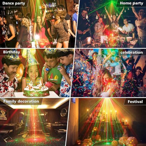 USB Strobe Stage Laser Light, 4000 mAh Battery Projector Voice Activated with Remote Control for Christmas Halloween Decorations Stage Show, Black, DQ-R60 in Saudi Arabia