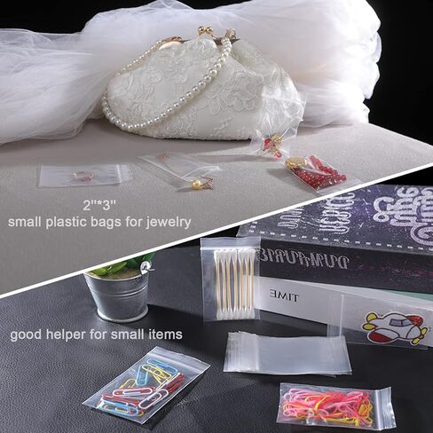 Mini Ziplock Bags, 400pcs 2"x 2" Transparent Small Plastic Bags, Clear Reusable Small Baggies for Jewelry, JINYONBAG Tiny Ziplock Bags for Jewelry, Coins, Candy etc. in Saudi Arabia