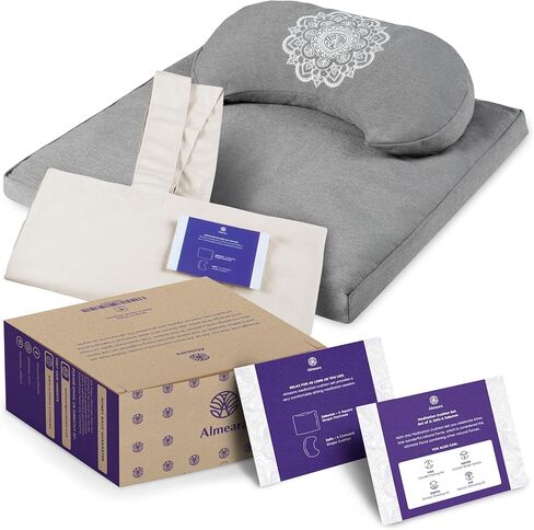 مجموعة وسائد تأمل مريحة - زافو ممتاز على شكل هلال + وسادة تأمل زابوتون للدعم - وسادة تأمل مناسبة للسفر مع قاعدة مقاومة للماء للاستخدام الداخلي والخارجي in Kuwait