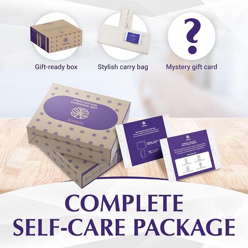 مجموعة وسائد تأمل مريحة - زافو ممتاز على شكل هلال + وسادة تأمل زابوتون للدعم - وسادة تأمل مناسبة للسفر مع قاعدة مقاومة للماء للاستخدام الداخلي والخارجي in Kuwait