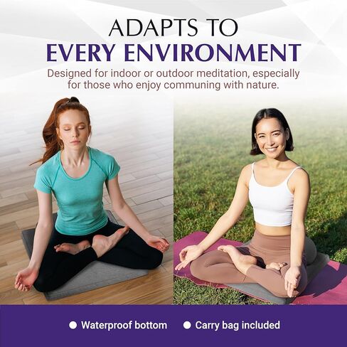 مجموعة وسائد تأمل مريحة - زافو ممتاز على شكل هلال + وسادة تأمل زابوتون للدعم - وسادة تأمل مناسبة للسفر مع قاعدة مقاومة للماء للاستخدام الداخلي والخارجي in Kuwait