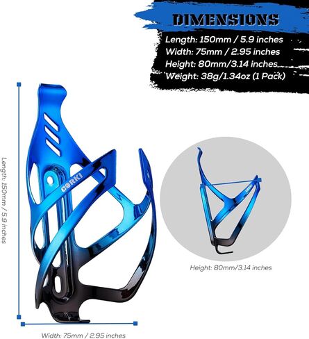 حامل زجاجة مياه للدراجة من كوركي سيكلز مصنوع من سبائك الألومنيوم، قفص زجاجة مياه عالمي للدراجات على الطرق والجبال والحصى - عبوتان - أسود in Kuwait