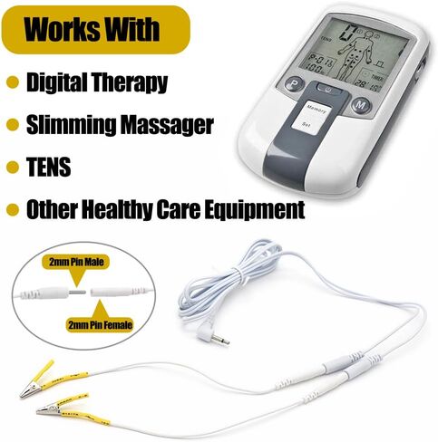 سلك كهربائي للإبر الجافة - BesCable 20 قطعة من أسلاك عشرات الأسلاك الرائدة مع مشابك التمساح لوحدة العلاج الطبيعي لوحدة عشرات - كابل دبوس أنثى إلى مشبك التمساح 2.0 مم in Kuwait