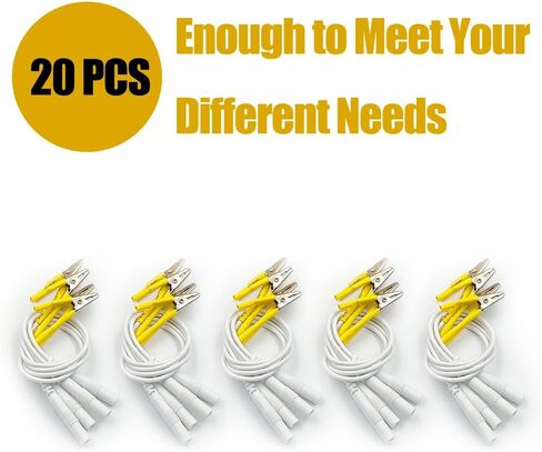 سلك كهربائي للإبر الجافة - BesCable 20 قطعة من أسلاك عشرات الأسلاك الرائدة مع مشابك التمساح لوحدة العلاج الطبيعي لوحدة عشرات - كابل دبوس أنثى إلى مشبك التمساح 2.0 مم in Kuwait