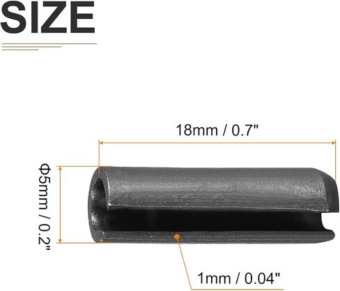 5mmx12mm(DxL) Slotted Spring Pin - 100Pack - Good for Home Machine Fastener - 65Mn Spring Dowel Tension Roll Pin - Black in Saudi Arabia