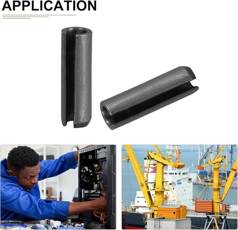5mmx12mm(DxL) Slotted Spring Pin - 100Pack - Good for Home Machine Fastener - 65Mn Spring Dowel Tension Roll Pin - Black in Saudi Arabia