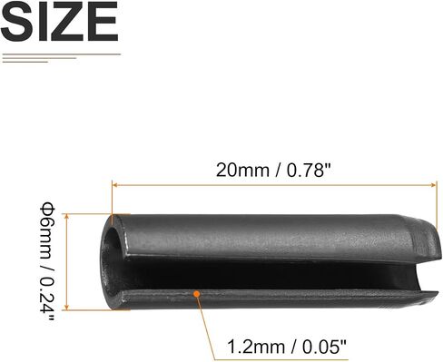 6mmx20mm(DxL) Slotted Spring Pin - 30Pack - Good for Home Machine Fastener - 65Mn Spring Dowel Tension Roll Pin - Black in Saudi Arabia