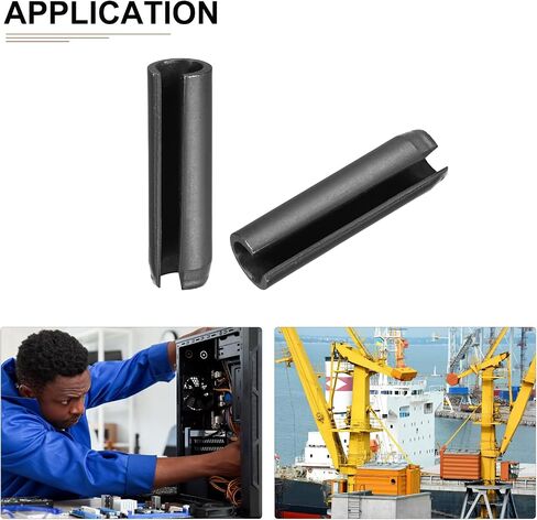6mmx20mm(DxL) Slotted Spring Pin - 30Pack - Good for Home Machine Fastener - 65Mn Spring Dowel Tension Roll Pin - Black in Saudi Arabia