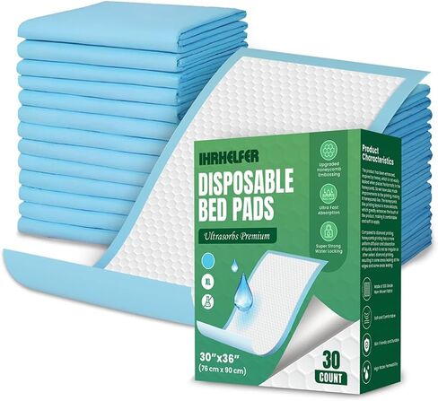 Premium Disposable Chucks Pads for Adult (30"x36", 30 Count) 6-Layer Bed Protector Pads Incontinence Underpads, Hospital Heavy Duty Ultra Absorbent Chux, Pee Pads for Kids Elderly, Puppy Training Pads in Saudi Arabia