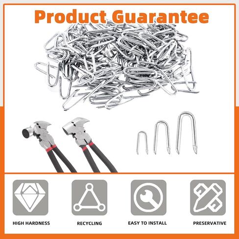 151Pcs 20mm 30mm 40mm Wire Fencing Staples and Fencing Pliers with Hammer Head, Fence Tools, Carbon Steel Wire Staples U Shaped Nails Fence Staple Nails U-Shaped Fasteners Nails U Staples in Saudi Arabia