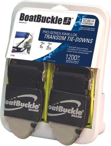 BoatBuckle Pro Series Kwik-Lok Transom Tie-Down (2-Inch x 2-Feet, Black), Pack of 2 in Saudi Arabia
