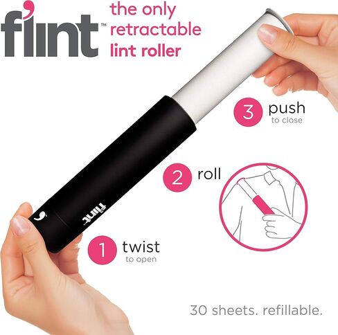 Flint Retractable Lint Roller, Refillable, 30 Sheets (Seafoam) in Saudi Arabia