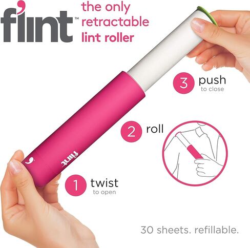 Flint Retractable Lint Roller, Refillable, 30 Sheets (Seafoam) in Saudi Arabia