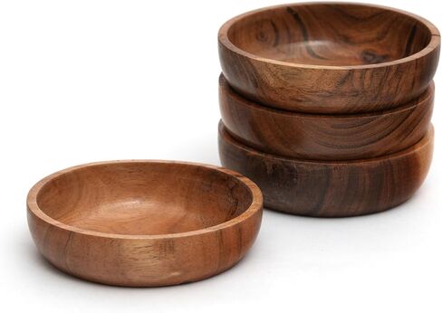 Acacia wood bowls 3.75-inch brown wooden bowls, volume of 252 cubic cm (0.25 liters) per bowl (1 set of 6 bowls) in Saudi Arabia