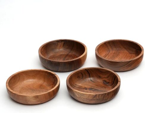 Acacia wood bowls 3.75-inch brown wooden bowls, volume of 252 cubic cm (0.25 liters) per bowl (1 set of 6 bowls) in Saudi Arabia