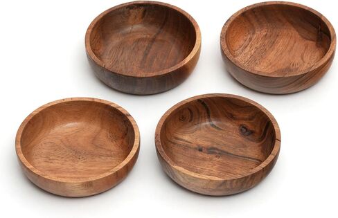 Acacia wood bowls 3.75-inch brown wooden bowls, volume of 252 cubic cm (0.25 liters) per bowl (1 set of 6 bowls) in Saudi Arabia