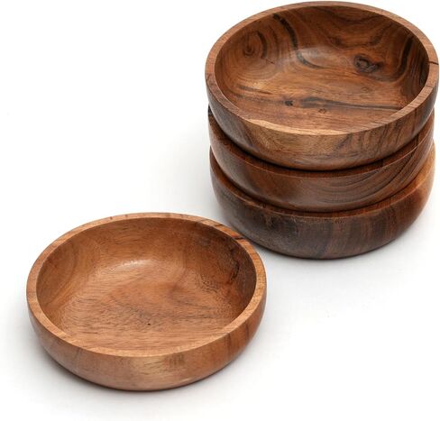 Acacia wood bowls 3.75-inch brown wooden bowls, volume of 252 cubic cm (0.25 liters) per bowl (1 set of 6 bowls) in Saudi Arabia