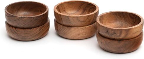 Acacia wood bowls 3.75-inch brown wooden bowls, volume of 252 cubic cm (0.25 liters) per bowl (1 set of 6 bowls) in Saudi Arabia