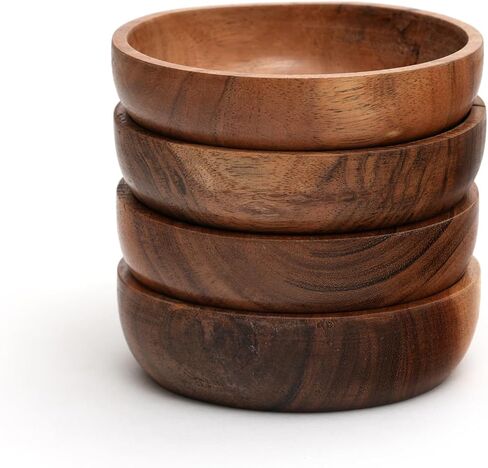 Acacia wood bowls 3.75-inch brown wooden bowls, volume of 252 cubic cm (0.25 liters) per bowl (1 set of 6 bowls) in Saudi Arabia