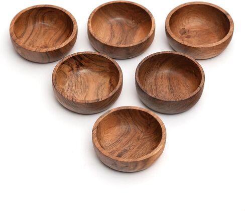 Acacia wood bowls 3.75-inch brown wooden bowls, volume of 252 cubic cm (0.25 liters) per bowl (1 set of 6 bowls) in Saudi Arabia