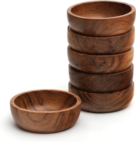 Acacia wood bowls 3.75-inch brown wooden bowls, volume of 252 cubic cm (0.25 liters) per bowl (1 set of 6 bowls) in Saudi Arabia