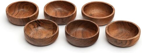 Acacia wood bowls 3.75-inch brown wooden bowls, volume of 252 cubic cm (0.25 liters) per bowl (1 set of 6 bowls) in Saudi Arabia