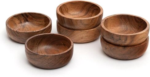 Acacia wood bowls 3.75-inch brown wooden bowls, volume of 252 cubic cm (0.25 liters) per bowl (1 set of 6 bowls) in Saudi Arabia
