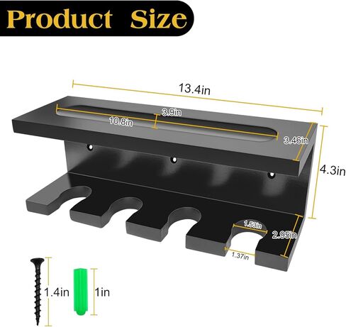 tp مضرب بيسبول رف جدار جبل مضرب بيسبول حامل، الخشب البيسبول مضرب البيسبول رفوف شماعات للجدار جبل، مضرب بيسبول عرض الرف يحمل 4 الخفافيش البيسبول البيسبول الخفافيش تخزين تنظيم-أسود in Kuwait