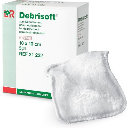 Lohmann & Rauscher Debrisoft Debridement Pads, Wound Bed Preparation Pads, 100% Unbleached Monofilament Polyester, Box of 5, 4" x 4" in Saudi Arabia