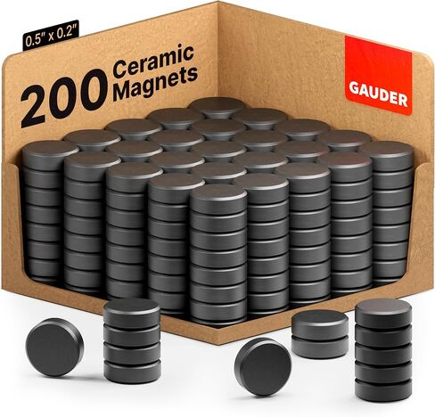 GAUDER Black Magnets for Crafts (0.5" x 0.2") | 100x Ceramic Industrial Magnets Strong | Ferrite Magnets for Fridges, Whiteboards and Notice Boards in Saudi Arabia