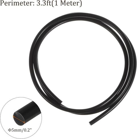 High-Performance Urethane Round Belting - [3.3ft(1m) Length x 5mm Diameter] PU Transmission Belt Polyurethane Belt for Drive Transmission Use, Black in Saudi Arabia