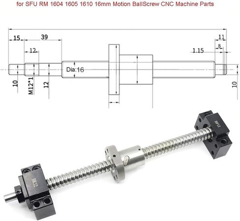 YXQ Ball Screw End Supports 1Pcs BK12 + 1Pcs BF12 Standard Bearing End Blocks for SFU1604 SFU1605 SFU1610 16mm Motion BallScrew CNC Machine Parts in Saudi Arabia