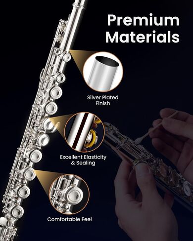 Fesley C Flutes Closed Hole, 16 Keys Flute Instrument, Student Flute for Beginners Kids, Beginner Flute with Cleaning Kit, Case, Stand, Joint Grease, Tuning Rod, Gloves, Nickel in Saudi Arabia